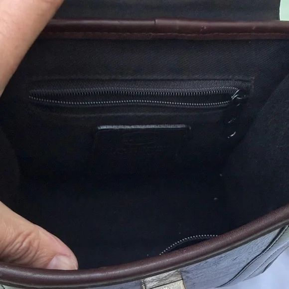 Vintage Black/Brown Brighton Leather Top-Handle Bag with Silver Hardware - Picture 13 of 16